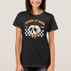 Retro Vintage Halloween Creep it Real Skull Ghost T-Shirt