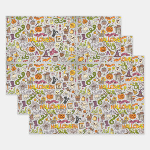Retro Vintage Halloween Pattern Candy Corn Wrappin Wrapping Paper Sheet