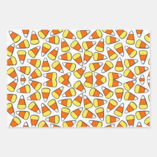 Retro Vintage Halloween Pattern Candy Corn Wrapping Paper Sheet