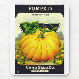 Retro Vintage Halloween pumpkin seed package Mouse Mat