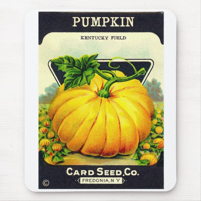 Retro Vintage Halloween pumpkin seed package Mouse Mat (Front)