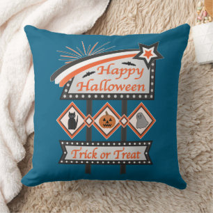 Retro Vintage Halloween Sign – Trick or Treat Cushion
