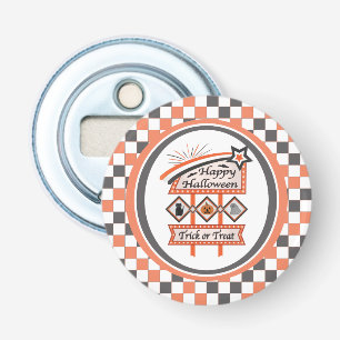 Retro Vintage Halloween Sign –Trick or Treat Plaid Bottle Opener