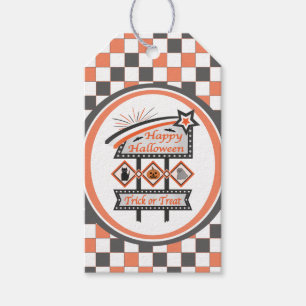 Retro Vintage Halloween Sign –Trick or Treat Plaid Gift Tags