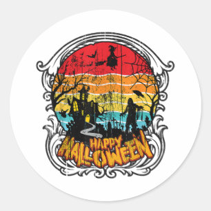 Retro Vintage Halloween - Vintage Halloween Classic Round Sticker
