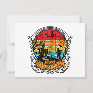 Retro Vintage Halloween - Vintage Halloween Holiday Card