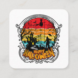 Retro Vintage Halloween - Vintage Halloween Square Business Card