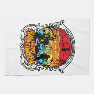 Retro Vintage Halloween - Vintage Halloween Tea Towel