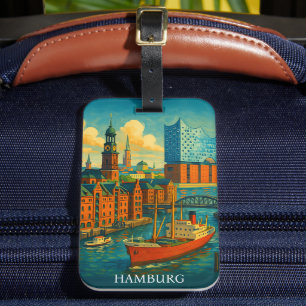 Retro Vintage Hamburg Germany Elbphilharmonie  Luggage Tag