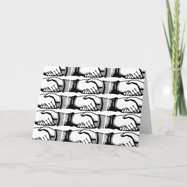 Retro Vintage Hands Handshake Congratulations Card (Front)