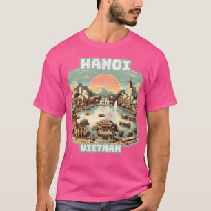 Retro Vintage Hanoi Vietnam Skyline T-Shirt