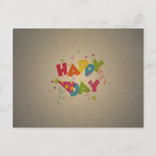 Retro Vintage Happy Birthday Pattern Postcard (Front)