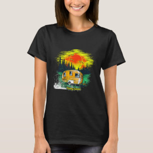 Retro Vintage Happy Camper For Outdoor Enthusiasts T-Shirt