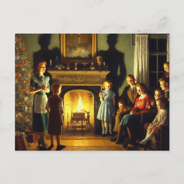 Retro Vintage Haunted Christmas Horror Postcard (Front)