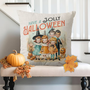 Retro Vintage Have A Jolly Halloween Cushion