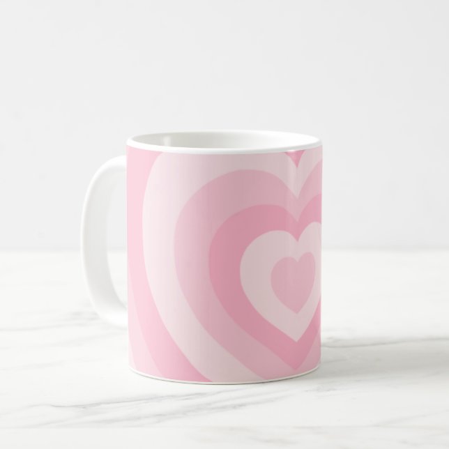 Retro Vintage Hearts Baby Pink Coffee Mug (Front Left)