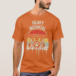 Retro Vintage Heavy Metal Headbanger Drummer Cat M T-Shirt