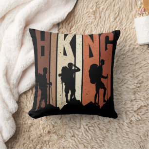 Retro Vintage Hiking Shirt Hiking Themed Adventure Cushion
