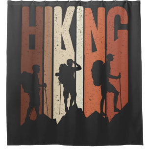 Retro Vintage Hiking Shirt Hiking Themed Adventure Shower Curtain