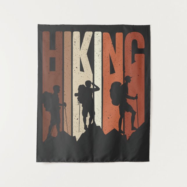 Retro Vintage Hiking Shirt Hiking Themed Adventure Tapestry (Front)
