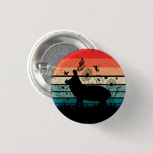 Retro Vintage Hippo Hippopotamus Hippo Lover  3 Cm Round Badge