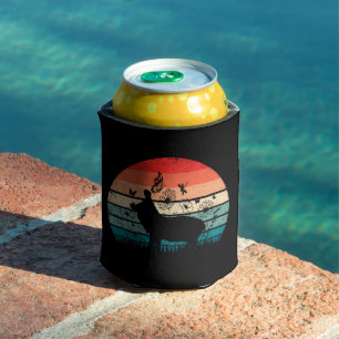 Retro Vintage Hippo Hippopotamus Hippo Lover Can Cooler