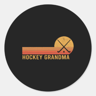 Retro Vintage Hockey Grandma Hockey Player  Classic Round Sticker