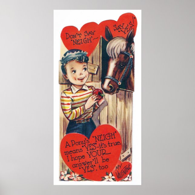 Retro vintage Holiday horse Valentine poster (Front)