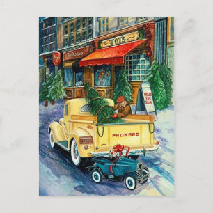 Retro Vintage Holiday truck postcard