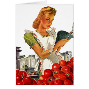 Retro Vintage Home Canning Pretty Lady Blank Cards