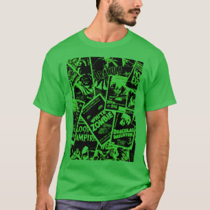 Retro Vintage Horror Movies Collage Green boy T-Shirt