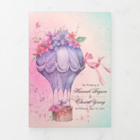 Retro Vintage Hot-Air Balloon Wedding Tri-Fold In