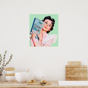 Retro vintage house wife kitchen decor poster