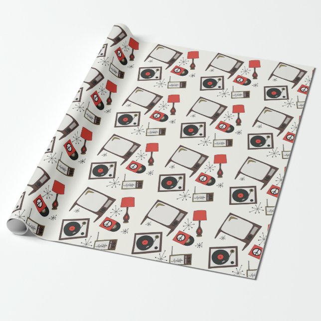 Retro, vintage household items wrapping paper (Unrolled)