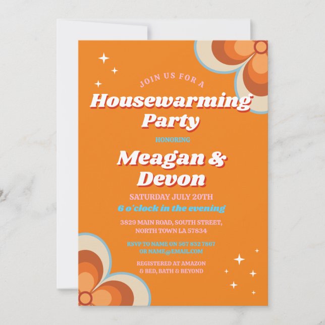 Retro Vintage Housewarming 1970s Party Invitation (Front)