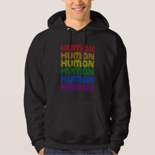 Retro Vintage Human LGBT Gay Pride Support LGBTQ P Hoodie