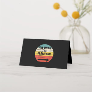 Retro Vintage I'm With The Flamingo Flamingo Place Card