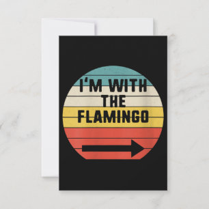 Retro Vintage I'm With The Flamingo   Flamingo Thank You Card