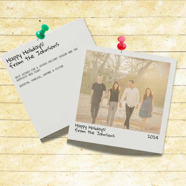 Retro Vintage Instant Camera Photo Holiday Card (Retro instant camera square holiday photo card)