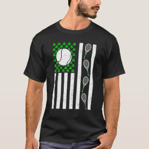 Retro Vintage Irish Usa Flag Sport Tennis St Patri T-Shirt