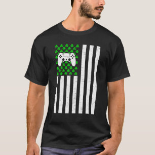 Retro Vintage Irish Usa Flag Sport Video Game St P T-Shirt
