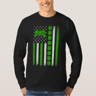 Retro Vintage Irish Usa Flag Sport Video Game St P T-Shirt