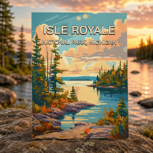 Retro Vintage Isle Royale National Park Michigan Postcard