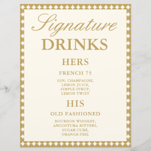 Retro Vintage Ivory Signature Drinks Wedding Sign