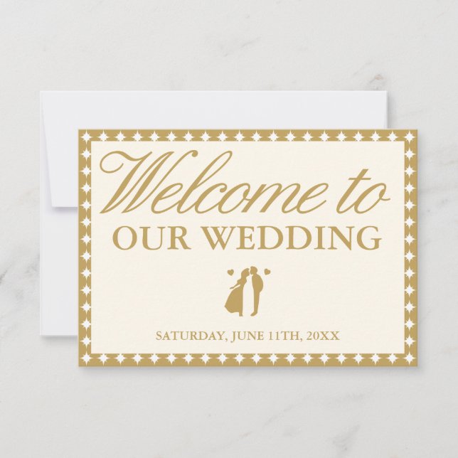 Retro Vintage Ivory Wedding Welcome Card (Front)