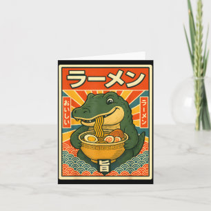 Retro Vintage Japanese Ramen Greg Meme Crocodile C Card