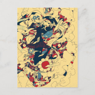 Retro Vintage Japanese Roses Sailor Graphic Art Postcard
