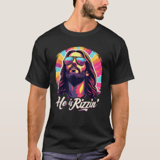 Retro Vintage Jesus Christian He Is Rizzin Jesus I T-Shirt