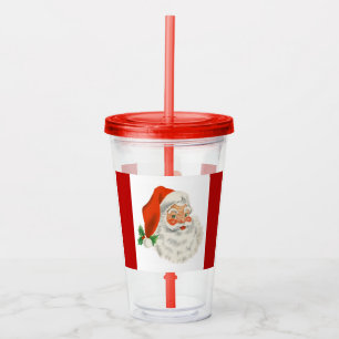 Retro Vintage Jolly Santa Claus Christmas Acrylic Tumbler