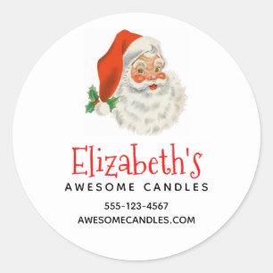 Retro Vintage Jolly Santa Claus Christmas Biz Classic Round Sticker